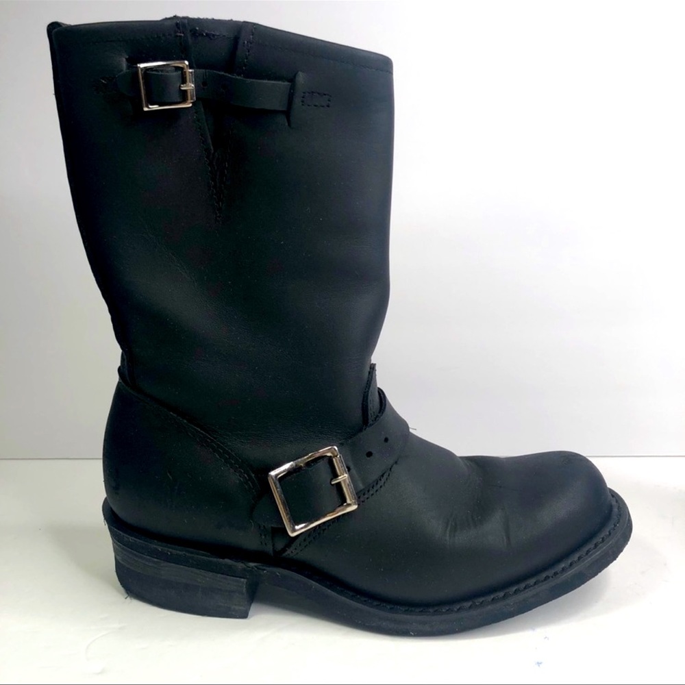Frye 12R Women Engineer Black Fashion Boots # 7.5